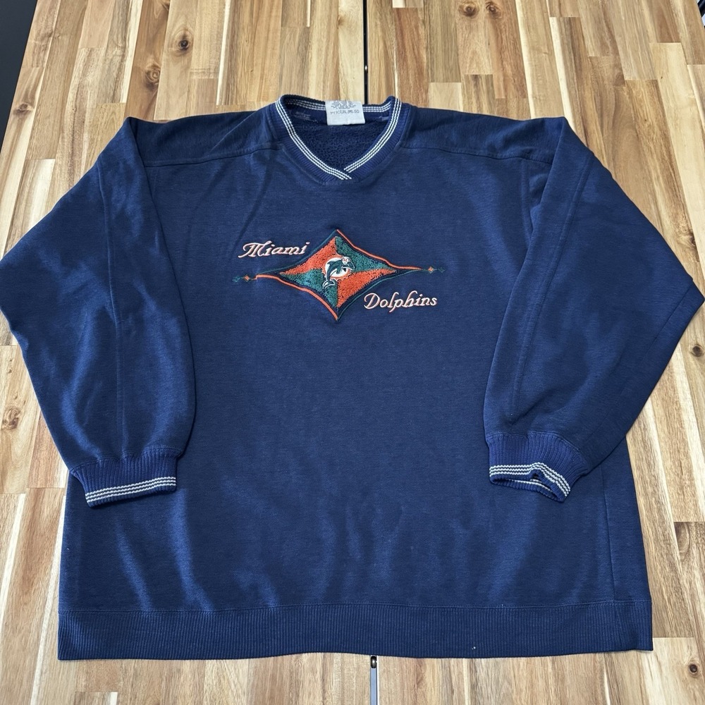 Vintage Miami Dolphins‎ Sweatshirt Womens XL Blue Lee Sport NFL Football 90s